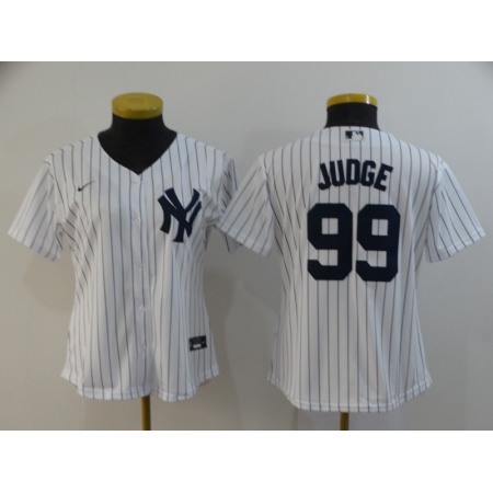 Women's New York Yankees #99 Aaron Judge White Cool Base Stitched MLB Jersey(Run Small)