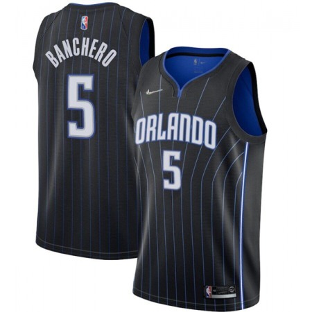 Men's Orlando Magic #5 Paolo Banchero Black Icon Edition Stitched Swingman Jersey