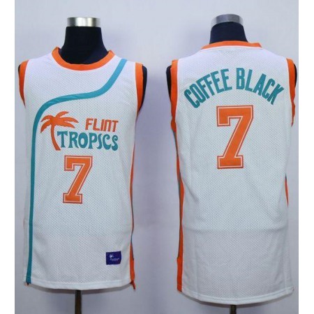 Flint Tropics #7 Coffee Black White Semi-Pro Movie Stitched Basketball Jersey