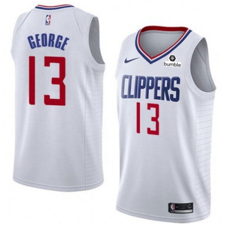 Men's Los Angeles Clippers #13 Paul George White Stitched NBA Jersey