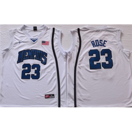 Men's Memphis Tigers #23 Derrick Rose White Stitched Jersey