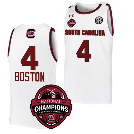 Men's South Carolina Fighting Gamecocks #4 Aliyah Boston White Stitched Jersey