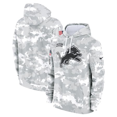 Youth Detroit Lions Nike White/Gray 2024 Salute To Service Pullover Hoodie