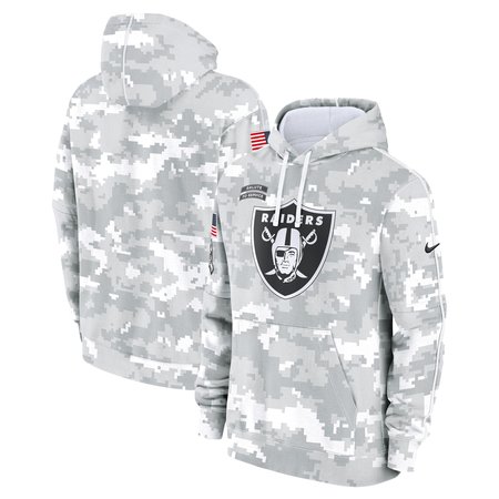 Youth Las Vegas Raiders Nike White/Gray 2024 Salute To Service Pullover Hoodie