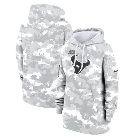 Women's Houston Texans Nike Arctic Camo 2024 Salute To Service Club Fleece Pullover Hoodie