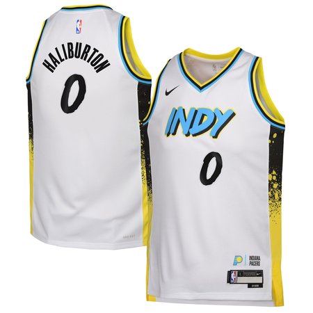 Youth Indiana Pacers Tyrese Haliburton Nike White 2024/25 Swingman Player Jersey - City Edition