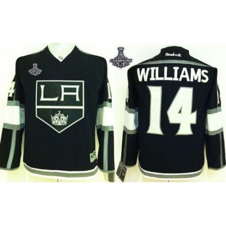 Kings #14 Justin Williams Black Home 2014 Stanley Cup Champions Stitched Youth NHL Jersey