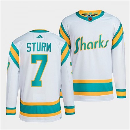 Men's San Jose Sharks #7 Nico Sturm White 2022-23 Reverse Retro Stitched Jersey