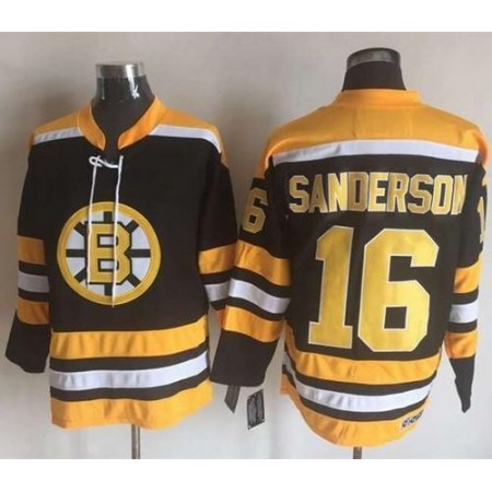 Bruins #16 Derek Sanderson Black/Yellow CCM Throwback New Stitched NHL Jersey