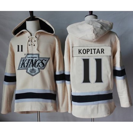 Kings #11 Anze Kopitar Cream Sawyer Hooded Sweatshirt Stitched NHL Jersey